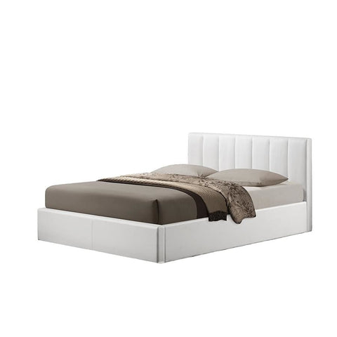 Baxton Studio Templemore White Leather Contemporary Queen-Size Bed - Bedroom Furniture