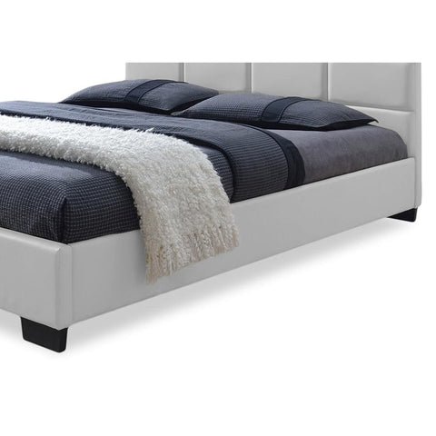 Baxton Studio Vivaldi Modern and Contemporary White Faux Leather Padded Platform Base Queen Size Bed Frame - Bedroom Furniture