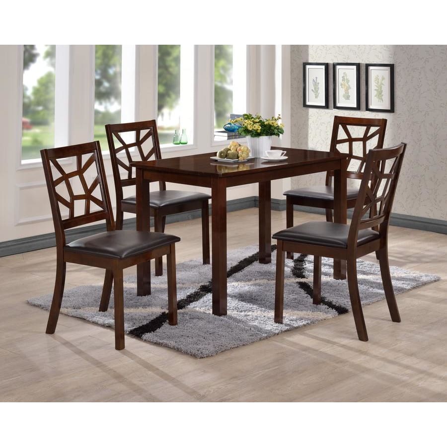 Baxton Studio Mozaika Black Leather Contemporary 5-Piece Dining Set - Dining Room
