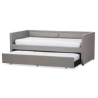 Baxton Studio Raymond Modern and Contemporary Grey Fabric Nail Heads Trimmed Sofa Twin Daybed with Roll-Out Trundle Guest Bed - Kids Room