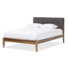 Baxton Studio Leyton Mid-Century Modern Grey Fabric Upholstered King Size Platform Bed - Bedroom Furniture