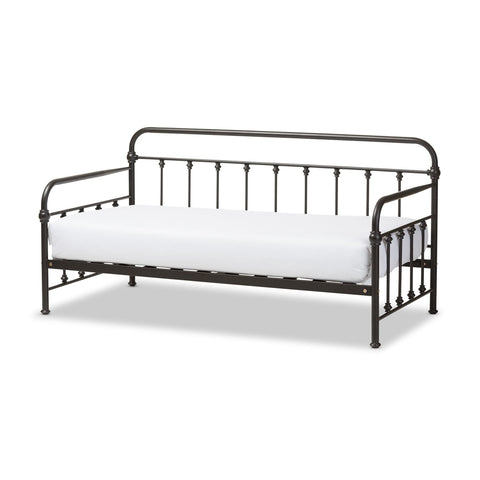 Baxton Studio Elsie Vintage Industrial Black Finished Metal Daybed - Kids Room Furniture