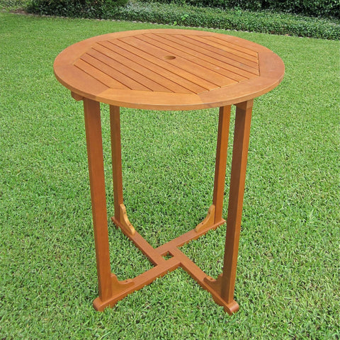 International Caravan Royal Tahiti Outdoor Wood Bar Height Round Table - Outdoor Furniture