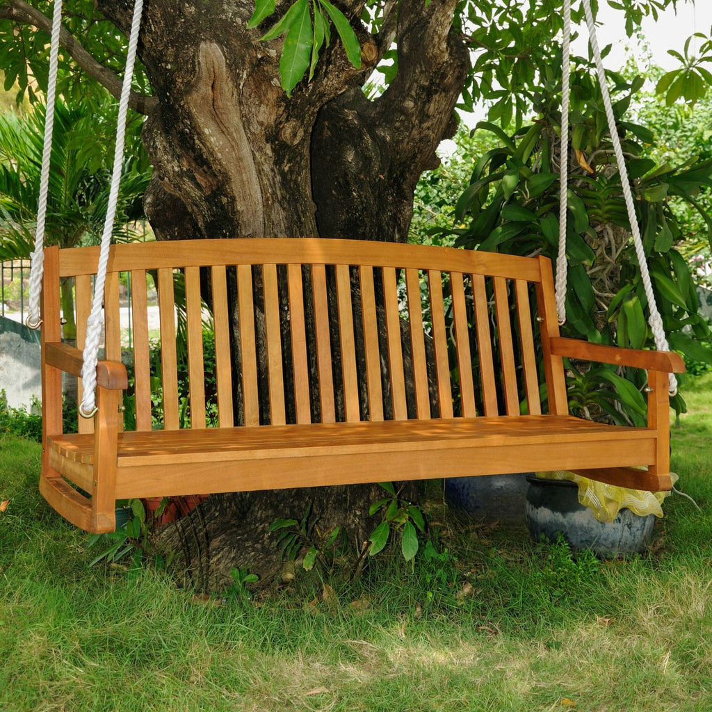 International Caravan Royal Tahiti 59 Wood Three Seated Swing - Outdoor Furniture