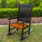International Caravan Outdoor Wood Porch Rocker - Black/Oak - Outdoor Furniture