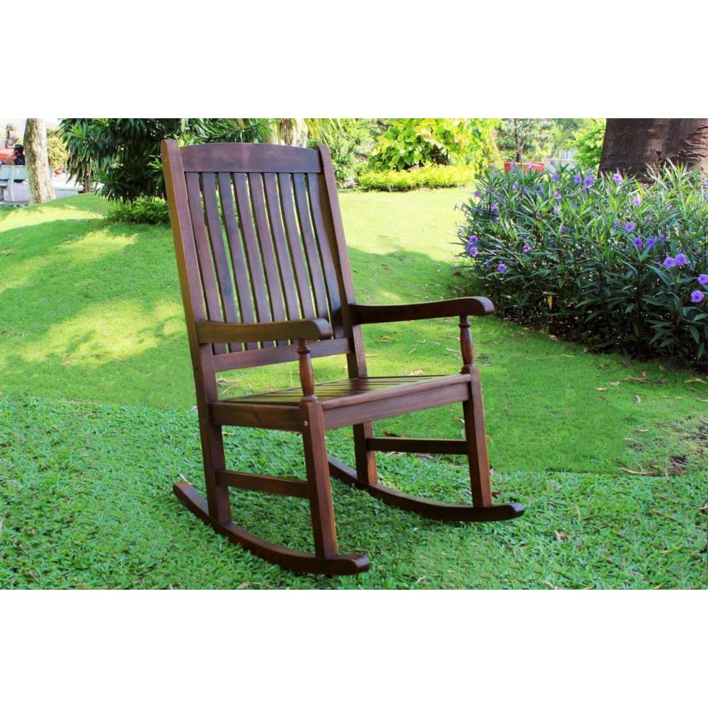 International Caravan Outdoor Wood Porch Rocker - Brown - Outdoor Furniture