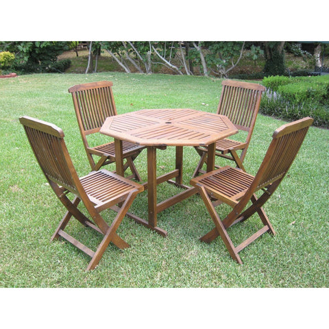 International Caravan Acacia Stow Away Dining Set - Outdoor Furniture