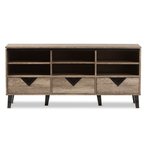 Baxton Studio Wales Modern and Contemporary Light Brown Wood 55-Inch TV Stand - Living Room Furniture