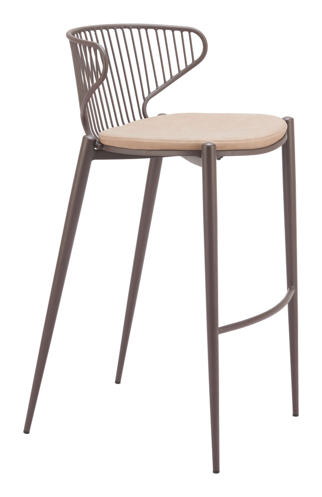 Zuo Silues Barstool (Set of 2) Taupe & Brown