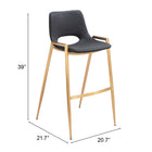 Zuo Desi Barstool (Set of 2) Black & Gold