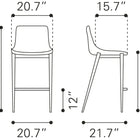 Zuo Magnus Barstool (Set of 2) Dark Gray & Black