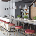 Zuo Bree Barstool (Set of 2) Burgundy & Gold