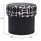Zuo Boto Storage Ottoman Black & White