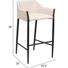 Zuo Andover Barstool Beige