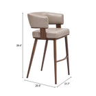 Zuo Poise Barstool Brown & Walnut