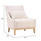 Zuo Velun Accent Chair Ivory