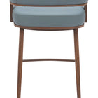 Zuo Poise Barstool Azure Gray & Walnut