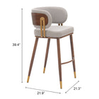 Zuo Brew Barstool Beige & Walnut