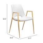 Zuo Desi Dining Chair (Set of 2) White & Gold
