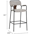 Zuo Couva Barstool (Set of 2) Gray Tweed