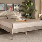 Baxton Studio Cielle French Bohemian Antique White Oak Finished Wood Queen Size Platform Bed Frame