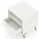 Manhattan Comfort Rockefeller Mid-Century Modern 20" Nightstand in White (1-Drawer)