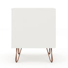 Manhattan Comfort Rockefeller Mid-Century Modern 20" Nightstand in White (1-Drawer)