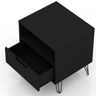 Manhattan Comfort Rockefeller Mid-Century Modern 20" Nightstand in Black (1-Drawer)