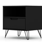 Manhattan Comfort Rockefeller Mid-Century Modern 20" Nightstand in Black (1-Drawer)