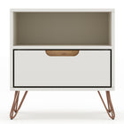 Manhattan Comfort Rockefeller Mid-Century Modern 20" Nightstand in Off White (1-Drawer)