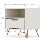 Manhattan Comfort Rockefeller Mid-Century Modern 20" Nightstand in Off White (1-Drawer) - 101GMC8