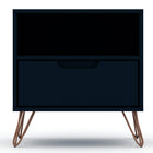 Manhattan Comfort Rockefeller Mid-Century Modern 20" Nightstand in Midnight Blue (1-Drawer)