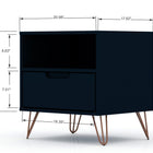 Manhattan Comfort Rockefeller Mid-Century Modern 20" Nightstand in Midnight Blue (1-Drawer)