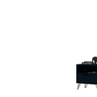 Manhattan Comfort Rockefeller Mid-Century Modern 20" Nightstand in Midnight Blue (1-Drawer)