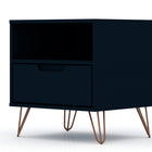 Manhattan Comfort Rockefeller Mid-Century Modern 20" Nightstand in Midnight Blue (1-Drawer)