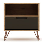 Manhattan Comfort Rockefeller Mid-Century Modern 20" Nightstand in Gray (1-Drawer)