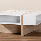 Baxton Studio Rasa Modern and Contemporary Two-Tone White and Oak Finished Wood Coffee Table