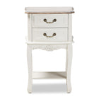 Baxton Studio Amalie Antique French Country Cottage Two-Tone White and Oak Finished 2-Drawer Wood End Table