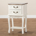 Baxton Studio Amalie Antique French Country Cottage Two-Tone White and Oak Finished 2-Drawer Wood End Table