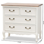 Baxton Studio Amalie Antique French Country Cottage Two-Tone White and Oak Finished 4-Drawer Accent Storage Cabinet