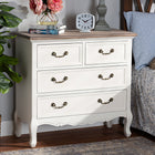 Baxton Studio Amalie Antique French Country Cottage Two-Tone White and Oak Finished 4-Drawer Accent Storage Cabinet