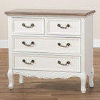 Baxton Studio Amalie Antique French Country Cottage Two-Tone White and Oak Finished 4-Drawer Accent Storage Cabinet