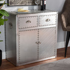 Baxton Studio Serge French Industrial Silver Metal 2-Door Accent Storage Cabinet