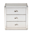 Baxton Studio Armel French Industrial Silver Metal 3-Drawer End Table