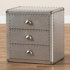 Baxton Studio Armel French Industrial Silver Metal 3-Drawer End Table