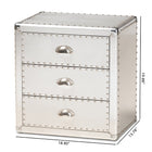 Baxton Studio Armel French Industrial Silver Metal 3-Drawer End Table