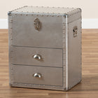 Baxton Studio Serge French Industrial Silver Metal 2-Drawer Accent Storage Cabinet
