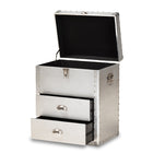 Baxton Studio Serge French Industrial Silver Metal 2-Drawer Accent Storage Cabinet
