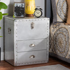 Baxton Studio Serge French Industrial Silver Metal 2-Drawer Accent Storage Cabinet