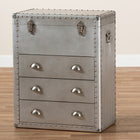 Baxton Studio Serge French Industrial Silver Metal 3-Drawer Accent Storage Cabinet